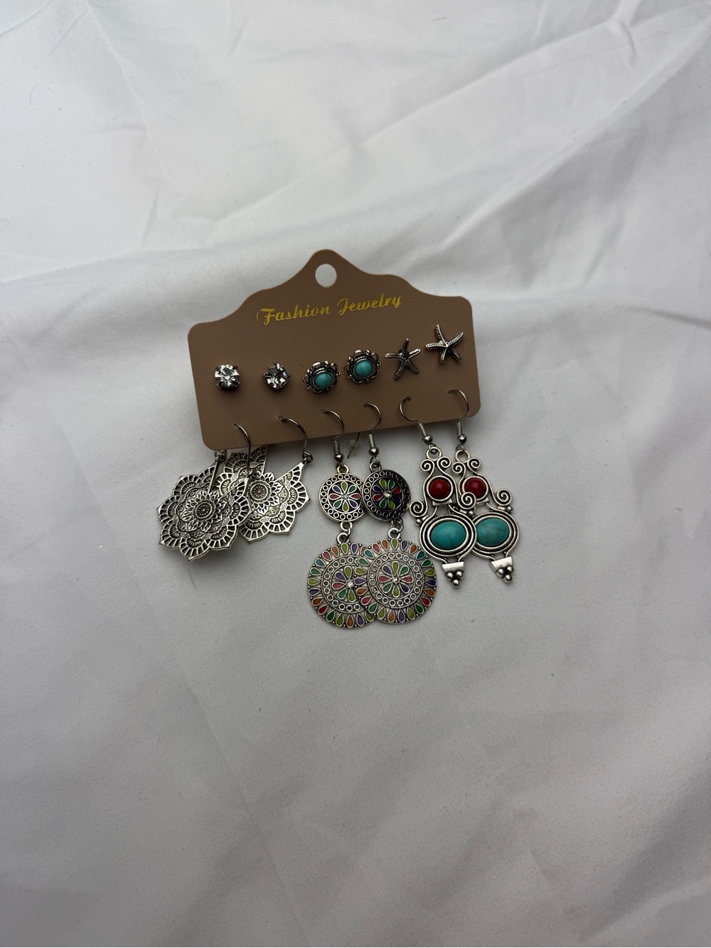 Fashion Jewelry Silver and Turquoise Multicolor Earring Set